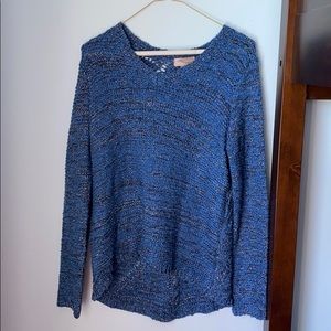 forever 21 blue and silver vneck knitted sweater